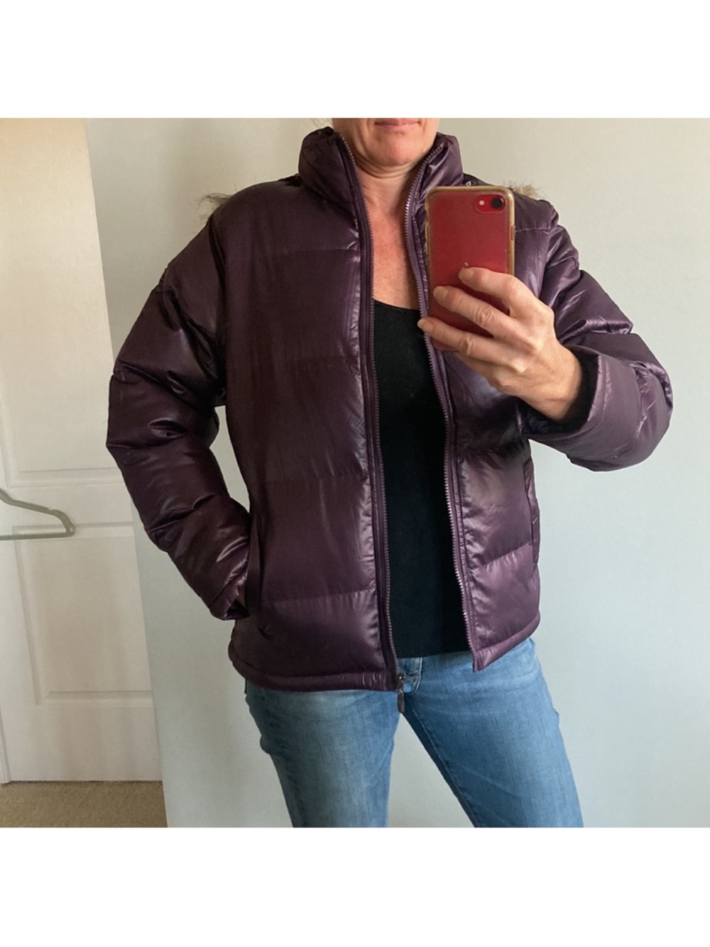 Purple Hooded Puffer Jacket - Picture 3 of 11